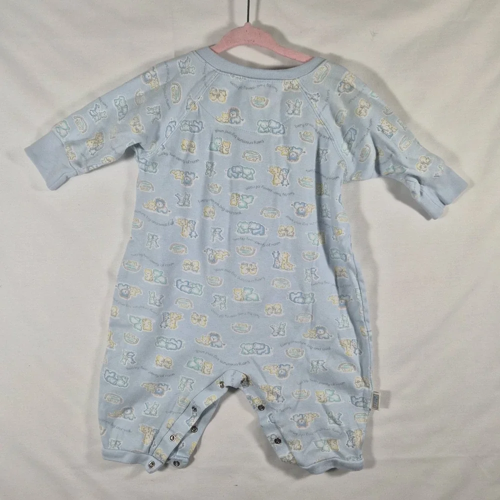 Vintage McBaby Baby Romper 6-9M Blue Animal Print One 2000s Y2k Piece Cotton